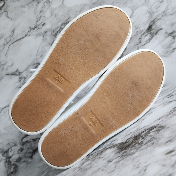 Zara White Monochrome Casual Lace-Up Sneakers, EU Size 40=US Size 10 - Picture 12 of 16